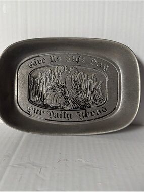 Wilton Armetale Pewter Bread Tray " Give us this day our daily bread / Read Desc